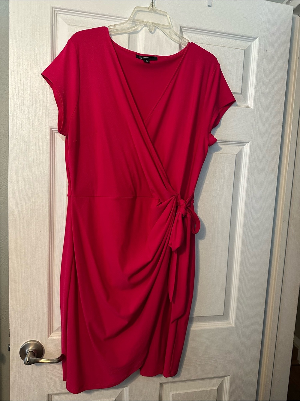 INC International Concepts Fuchsia Wrap-Tie Midi Dress